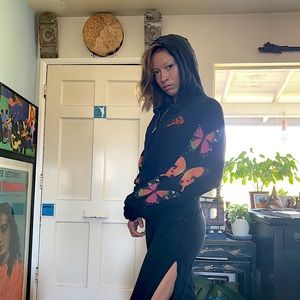 I AM GIA butterfly sweatshirt with hood and zipper